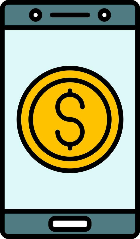 icono lleno de línea de moneda vector