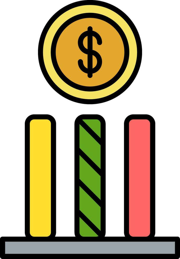 Dollar Line Filled Icon vector