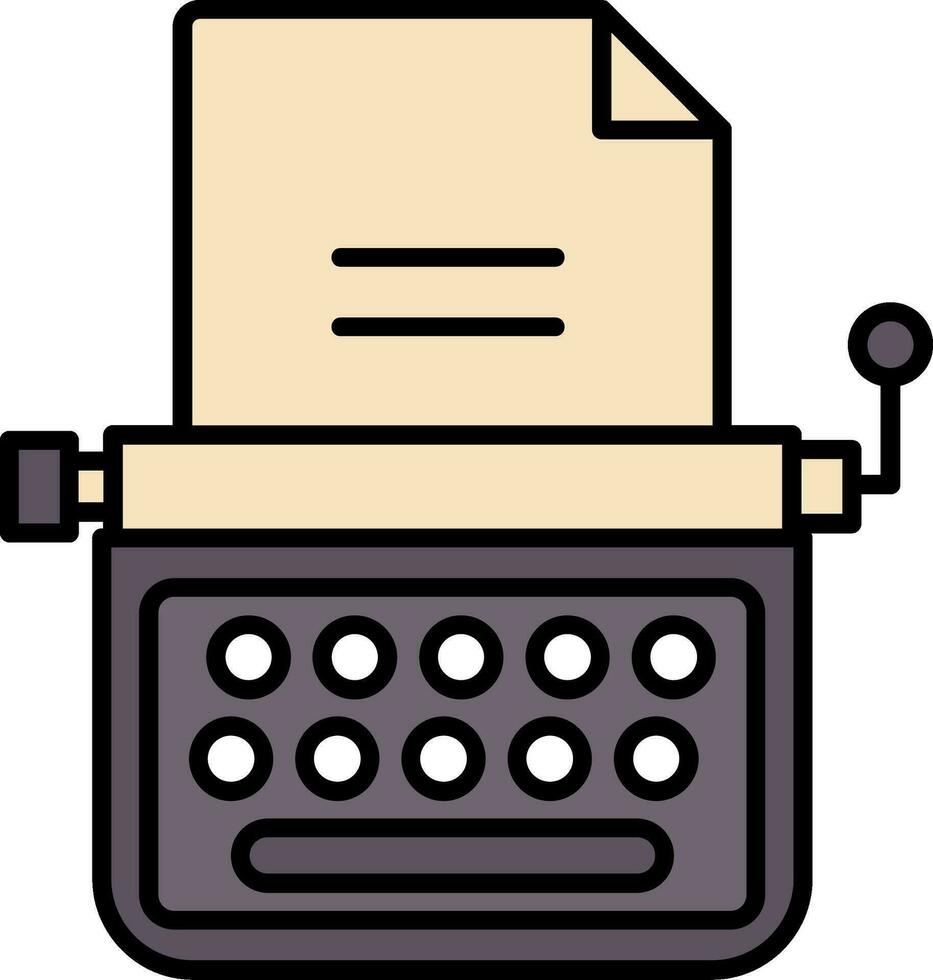 icono lleno de línea de máquina de escribir vector