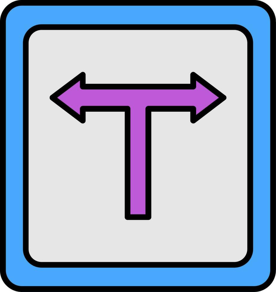 T Junction Line Filled Icon vector