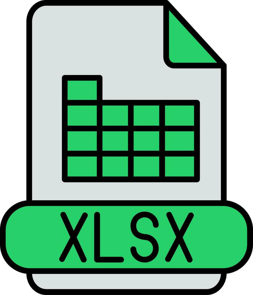 xlsx línea lleno icono vector