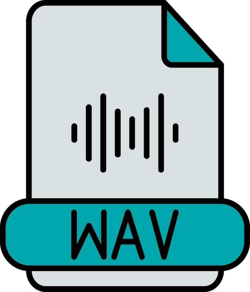 wav formato línea lleno icono vector