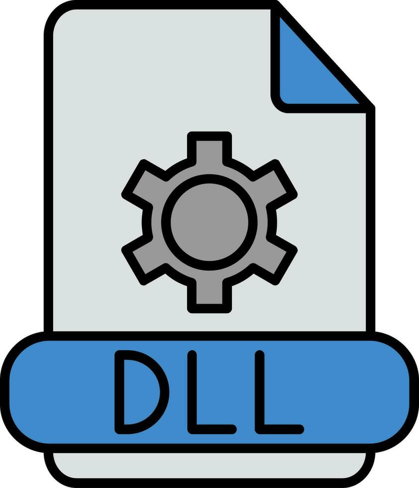 dll línea lleno icono vector