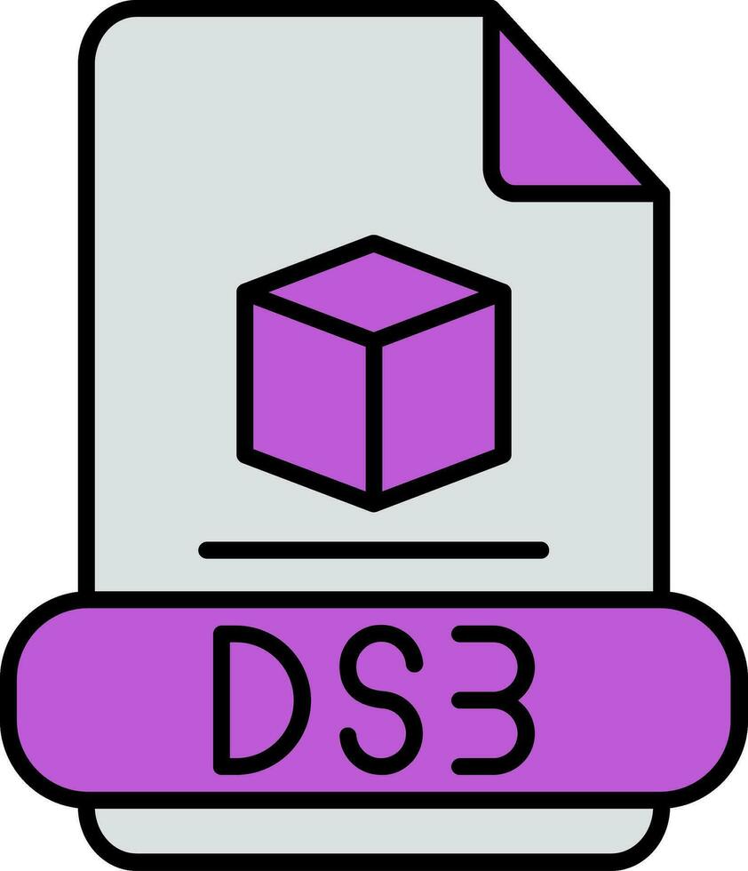 3ds Line Filled Icon vector