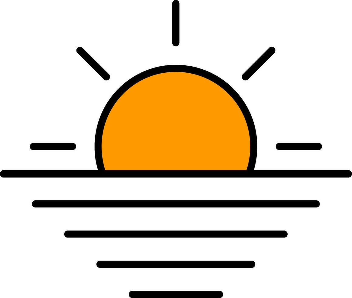 Sunset Line Filled Icon vector