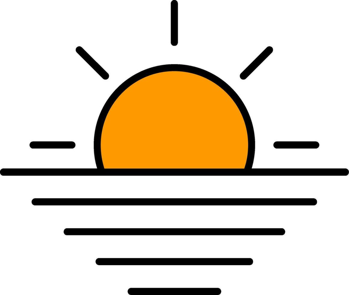 puesta de sol línea lleno icono vector