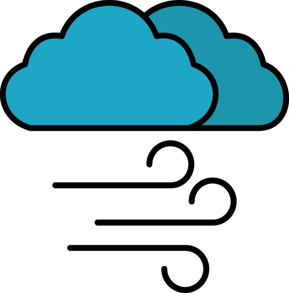 Windy Line Filled Icon vector