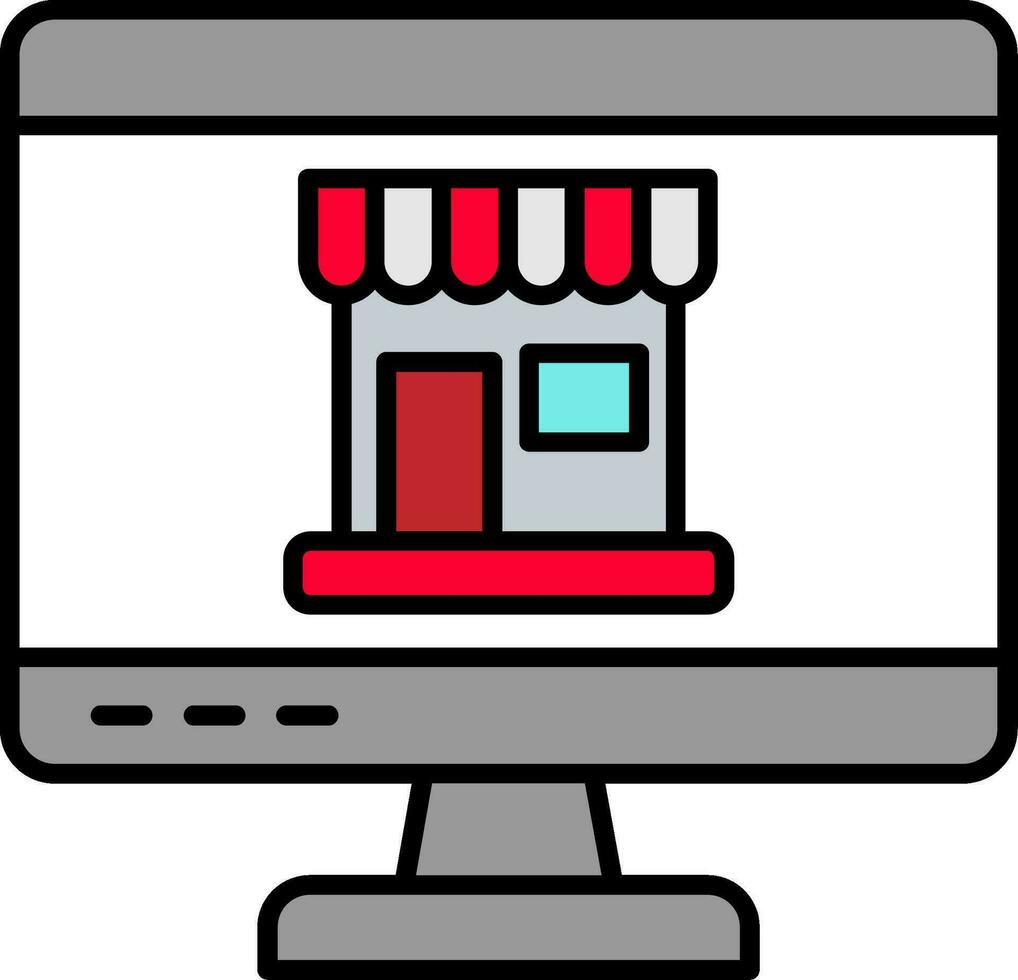 en línea compras línea lleno icono vector