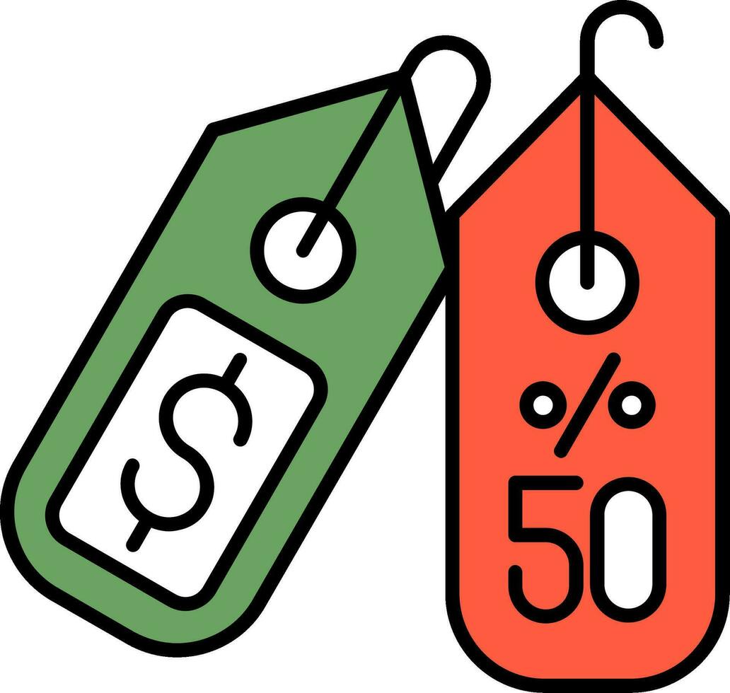 50 por ciento línea lleno icono vector