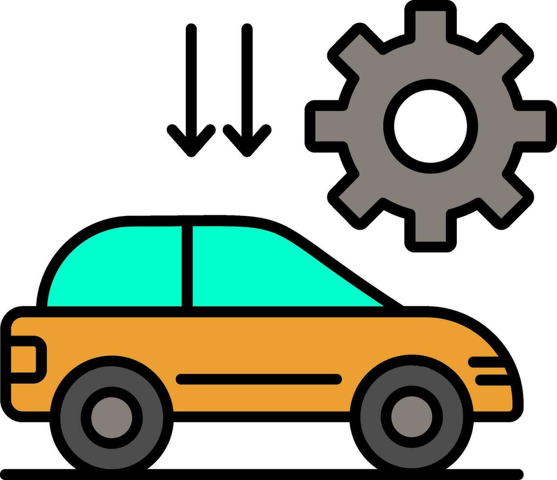 coche ajuste línea lleno icono vector