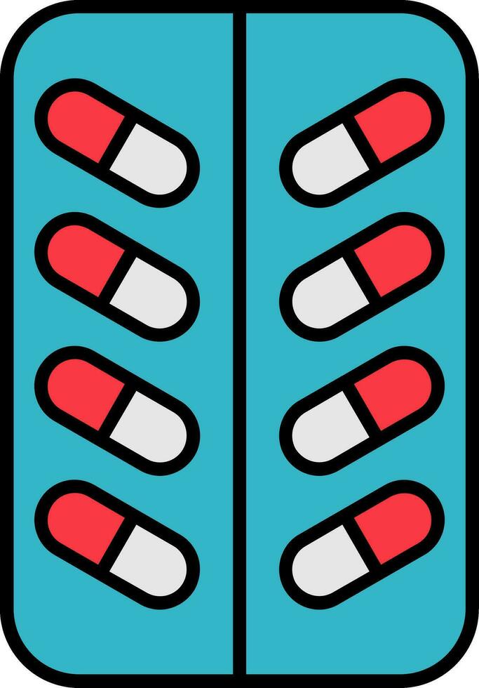 Pill Line Filled Icon vector