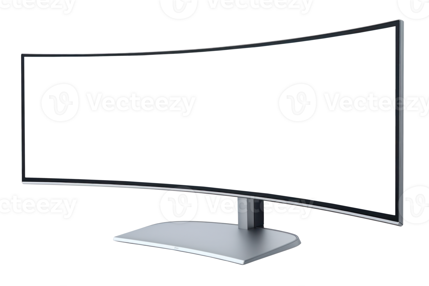 AI generated Curved Ultrawide Monitor on Transparent Background, front view png