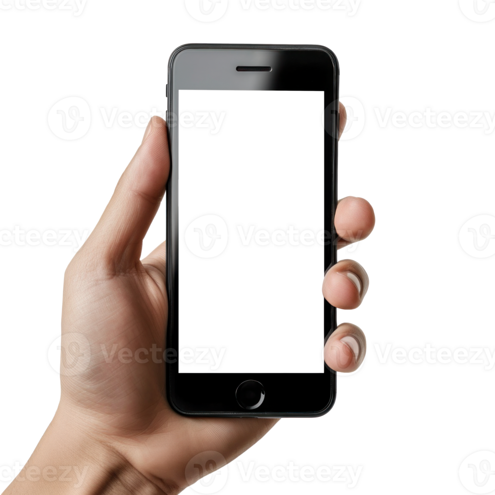 AI generated Hand Holding Smartphone Isolated on Background png