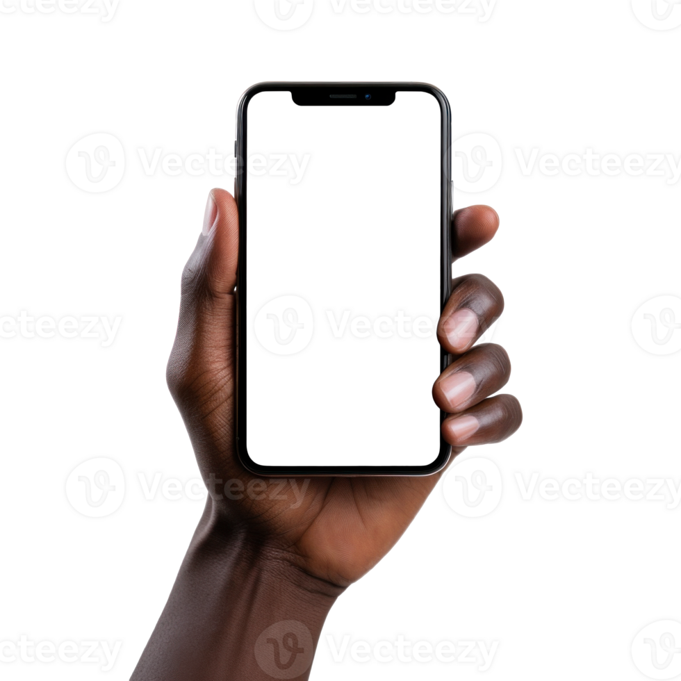 AI generated Smartphone Held in Hand with Blank Screen png