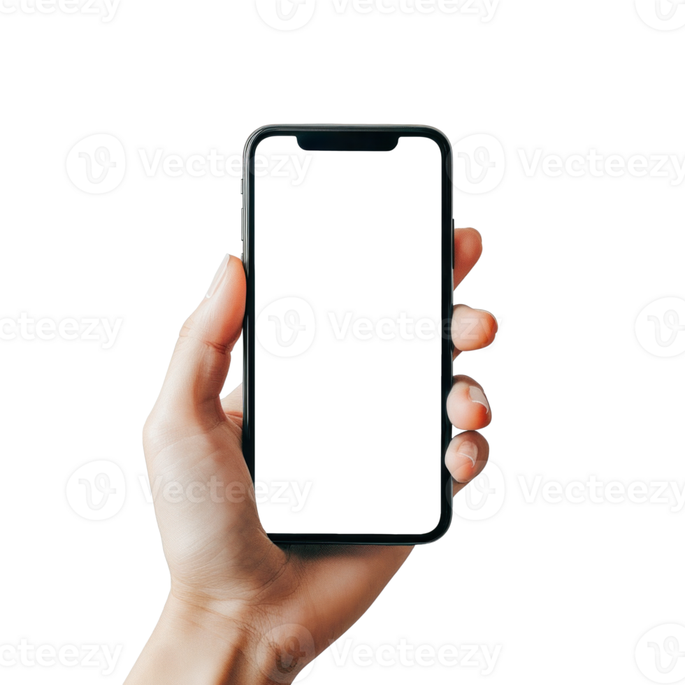 AI generated Smartphone in Hand with Blank Screen png