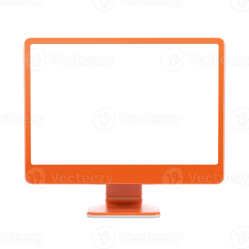 AI generated Modern Orange Computer Monitor Isolated png