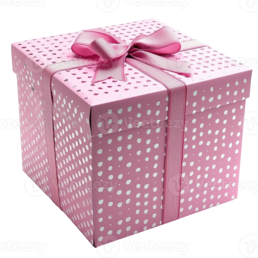 AI generated Pink Gift Box with Hearts and Bow png