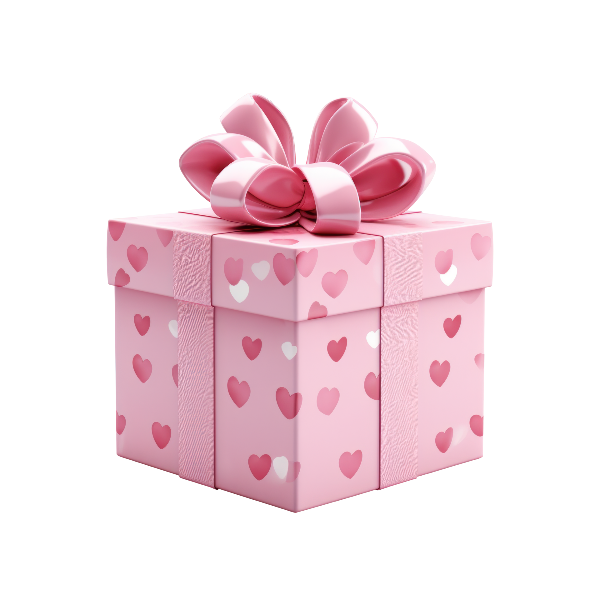 AI generated Pink Gift Box with Hearts on Transparent 36725145 PNG