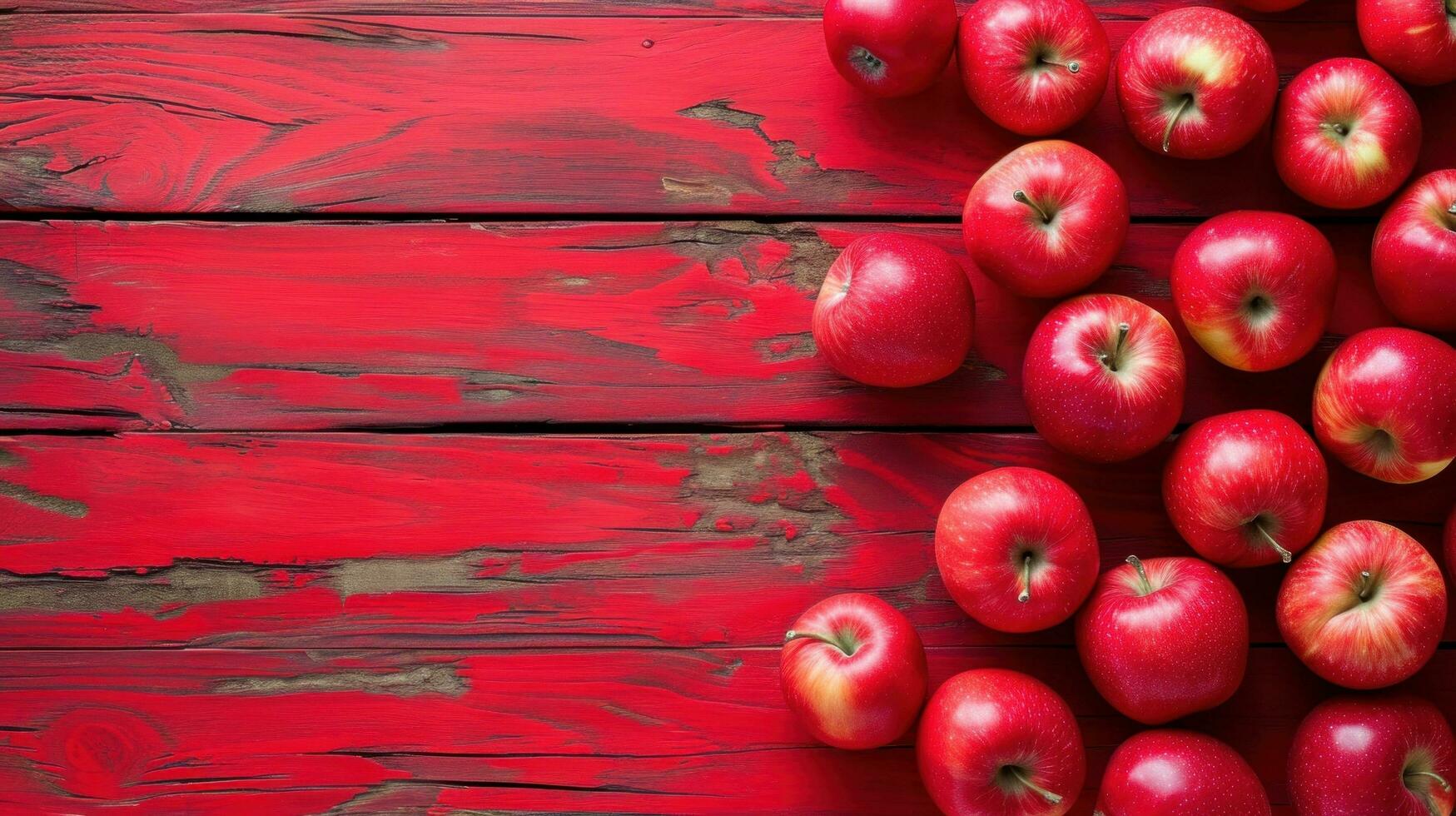 AI generated Red apples advertisment background with copy space photo