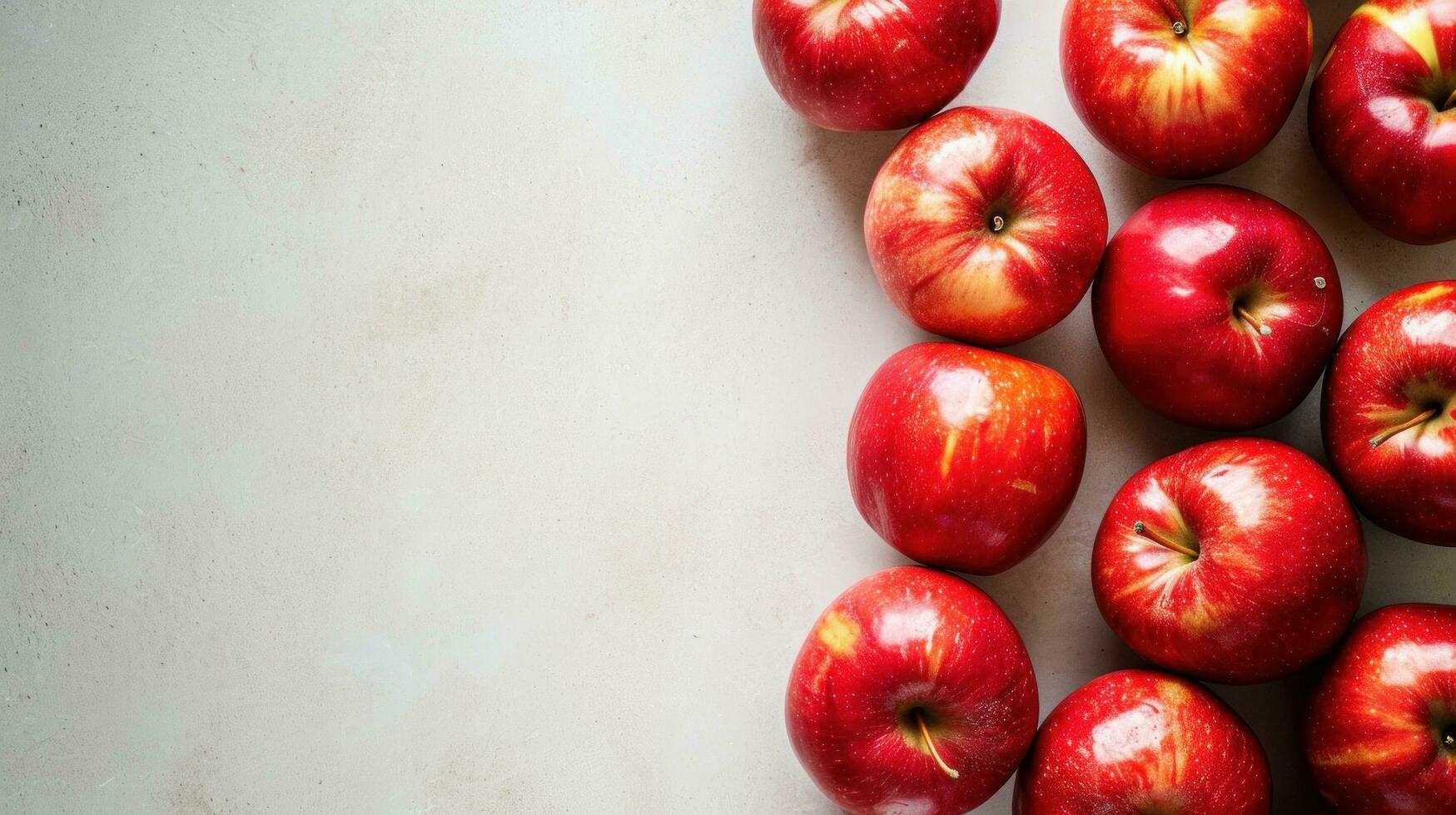 AI generated Red apples advertisment background with copy space photo