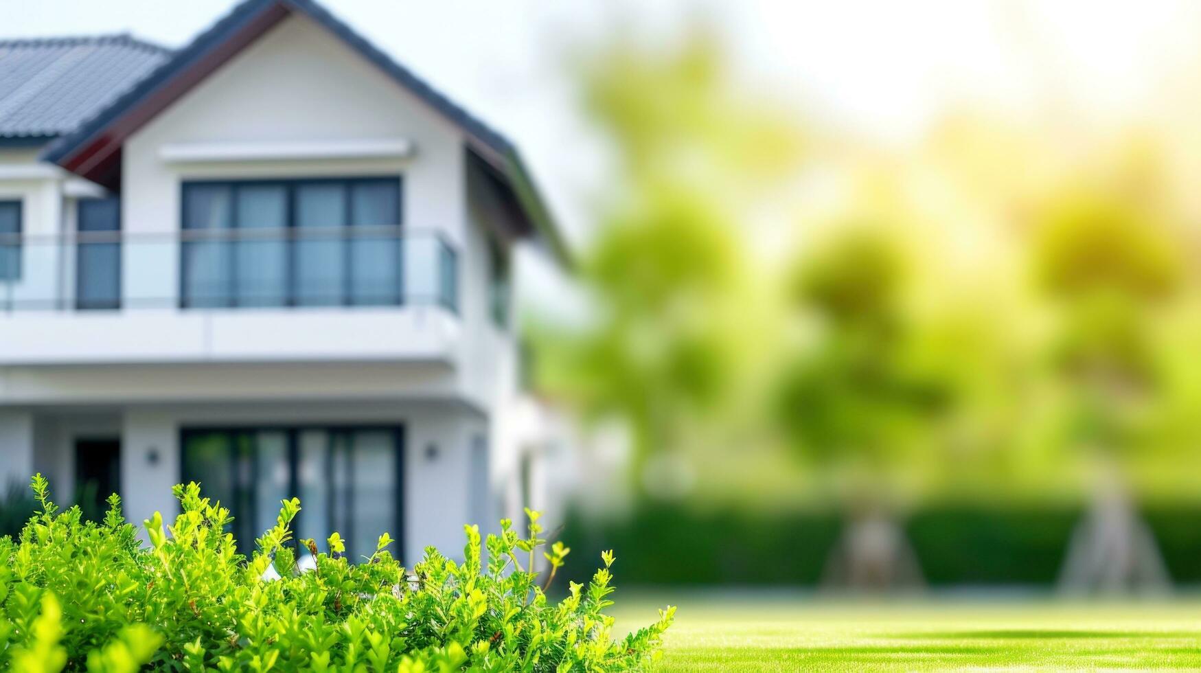 AI generated real estate advertisment background with copy space photo