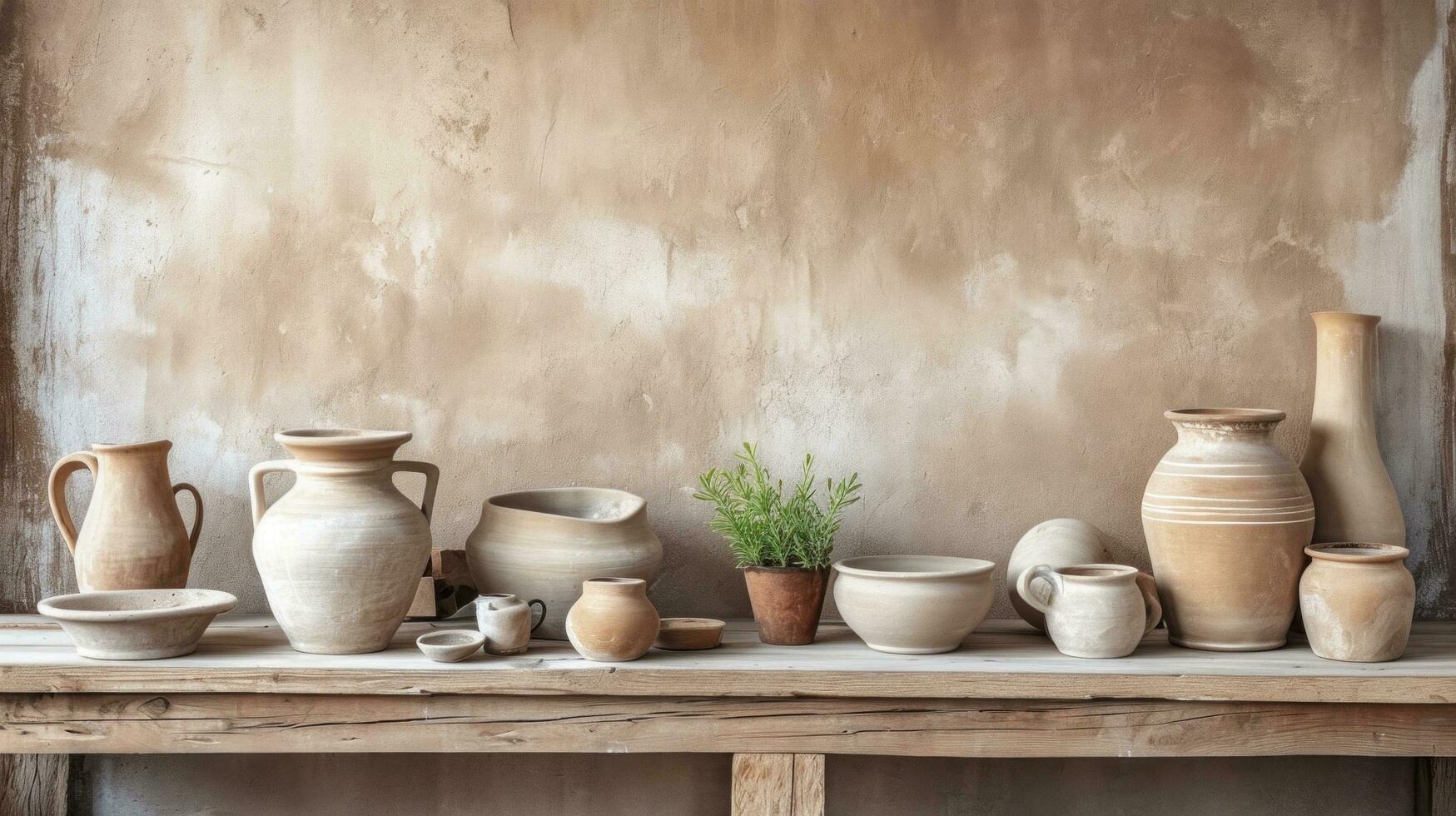 AI generated pottery background with copy space photo