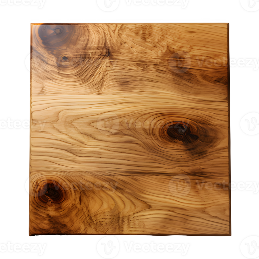 AI generated square wooden coaster isolated on transparent background ,square wooden plank png ,generative ai