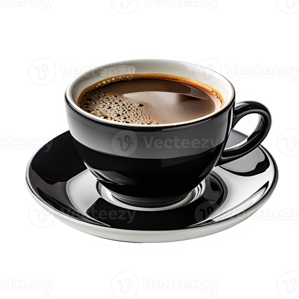 AI generated hot black coffee in a ceramic cup isolated on transparent background ,generative ai png