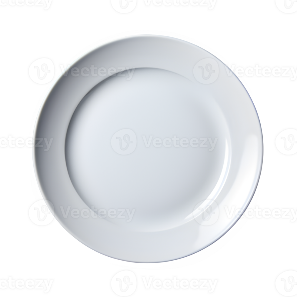AI generated top view white ceramic plate isolated on transparent background ,generative ai png