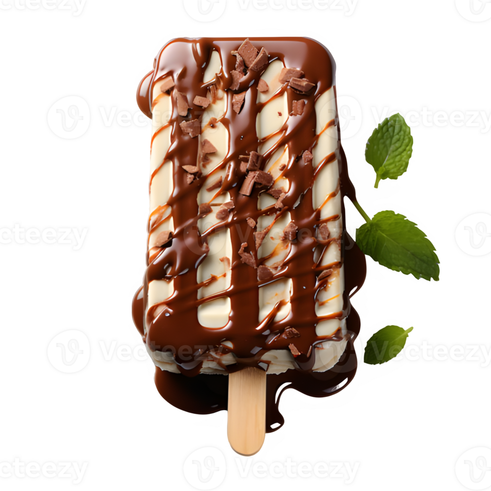 AI generated chocolate candy stick ice cream isolated on transparent background ,generative ai png