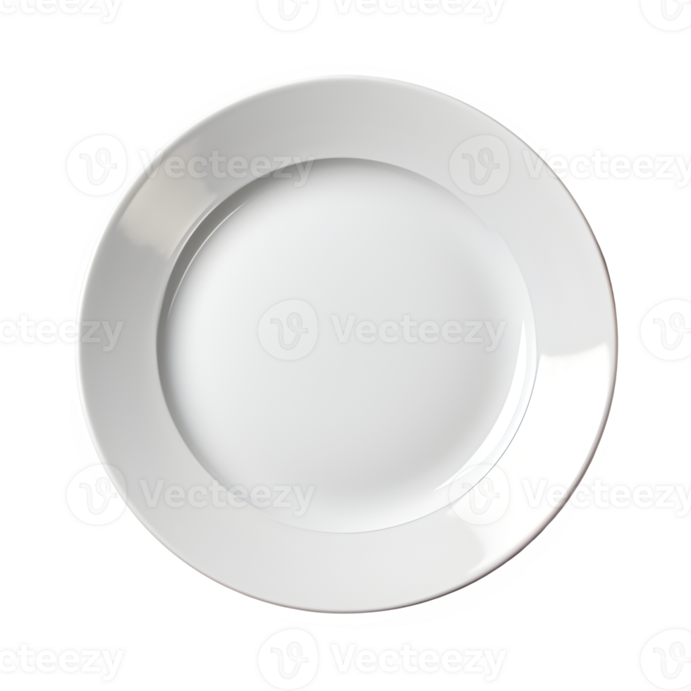 AI generated top view white ceramic plate isolated on transparent background ,generative ai png