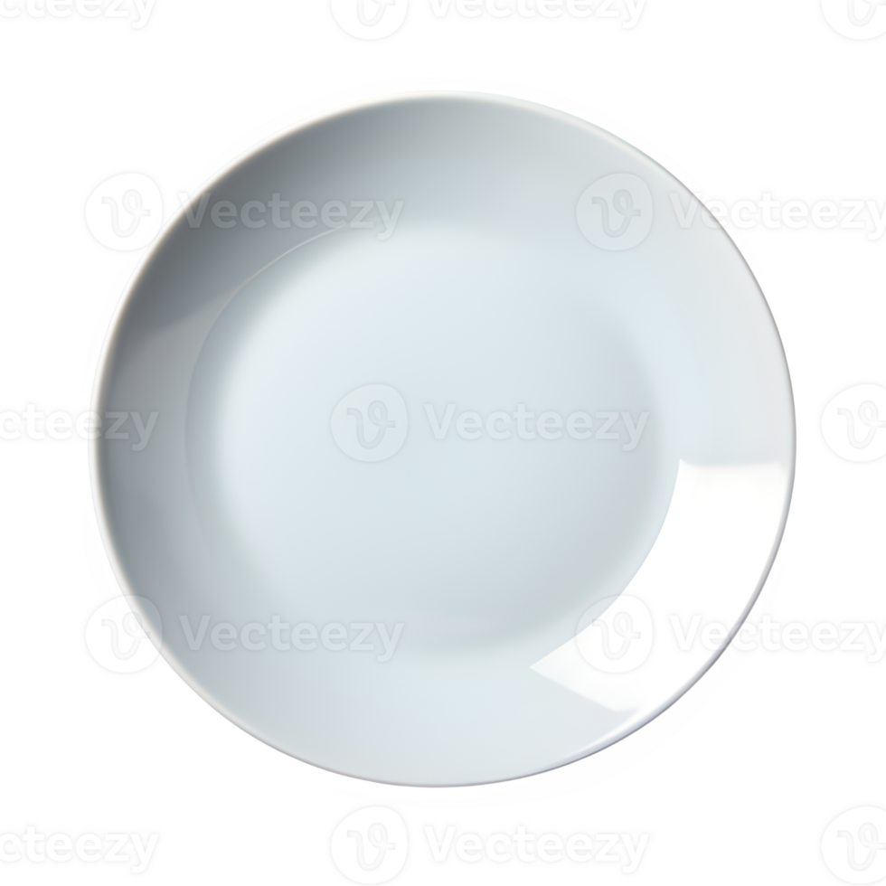 AI generated top view white ceramic plate isolated on transparent background ,generative ai png