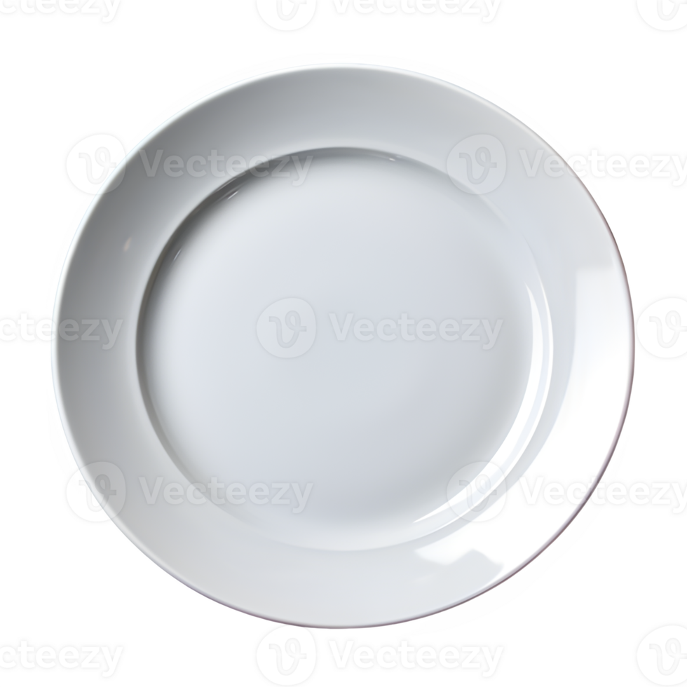 AI generated top view white ceramic plate isolated on transparent background ,generative ai png
