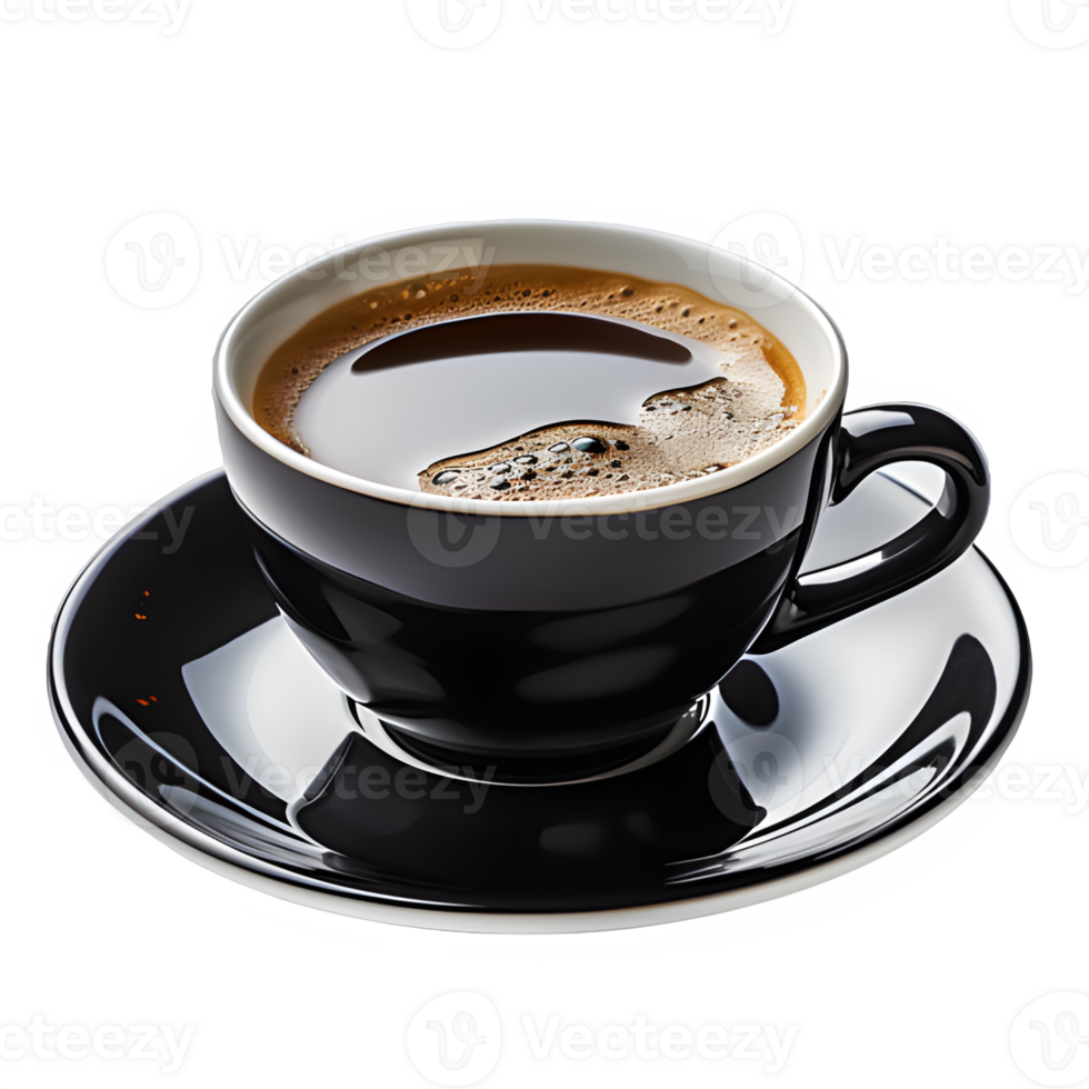 AI generated hot black coffee in a ceramic cup isolated on transparent background ,generative ai png