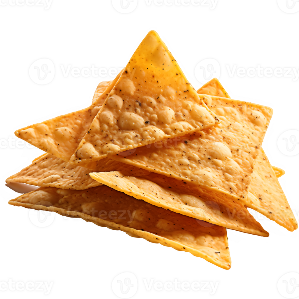AI generated Tortilla chips isolated on transparent background ,crispy torrtila chips png ,genertive ai