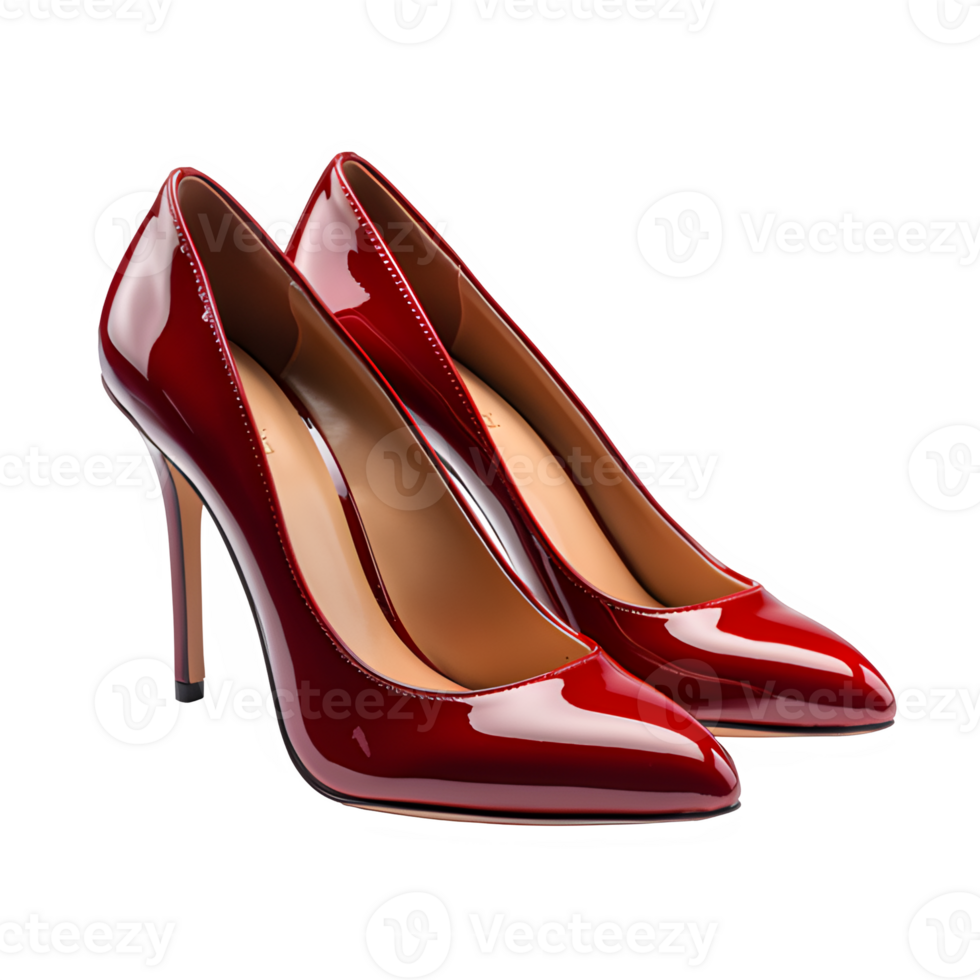 AI generated red high heel shoes isolated on transparent background ,generative ai png