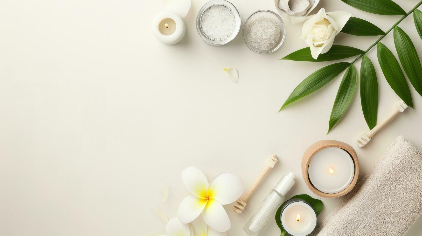 AI generated spa and beauty background with copy space photo