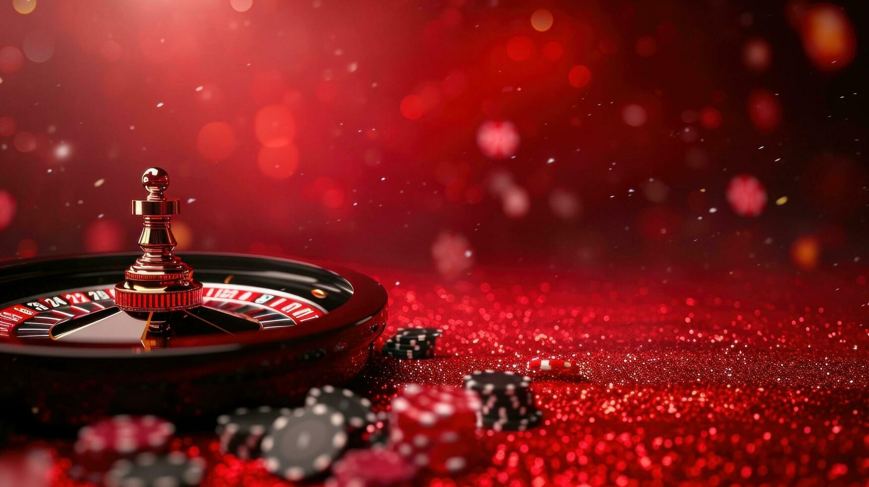 AI generated red casino background with copy space photo