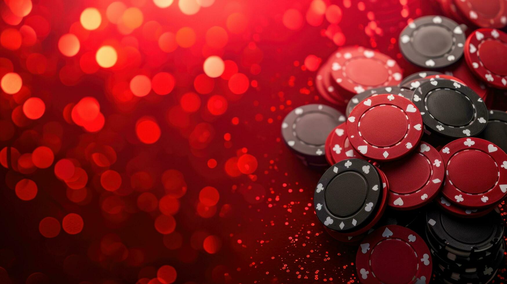 AI generated red casino background with copy space photo