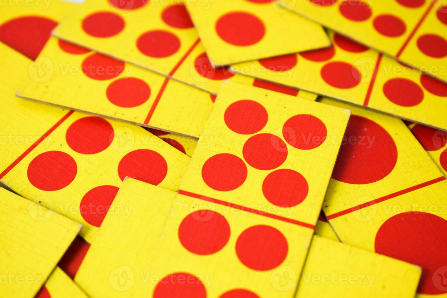 dominoes playing cards isolated white background, yellow red dominoes cards photo