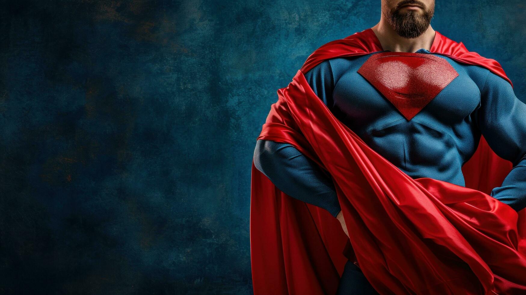 AI generated superhero advertisment background with copy space photo