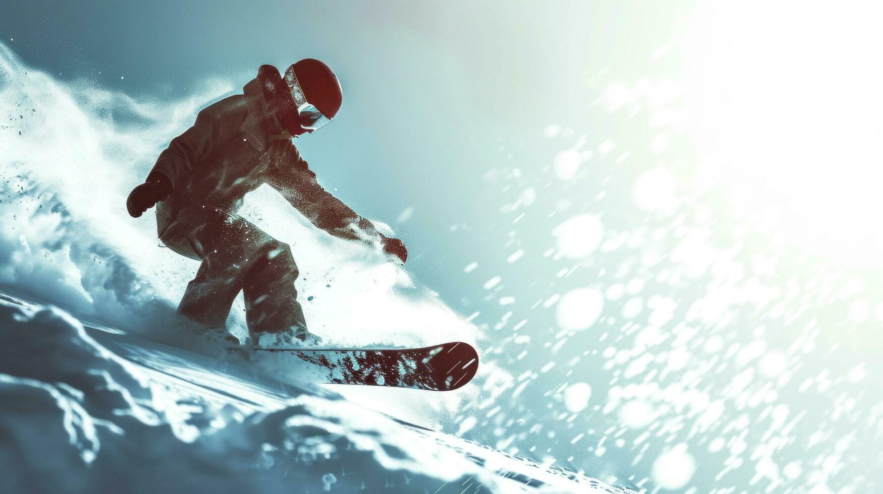 AI generated Snowboarding advertisment background with copy space photo