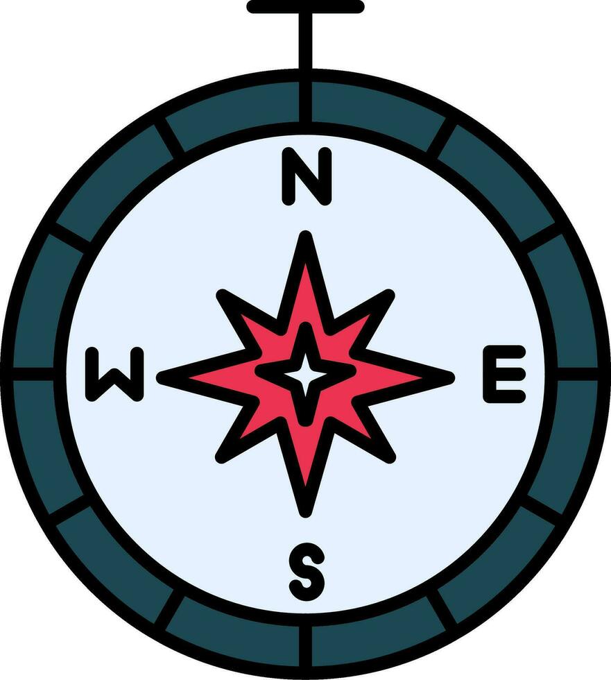 Compass Line Filled Icon vector