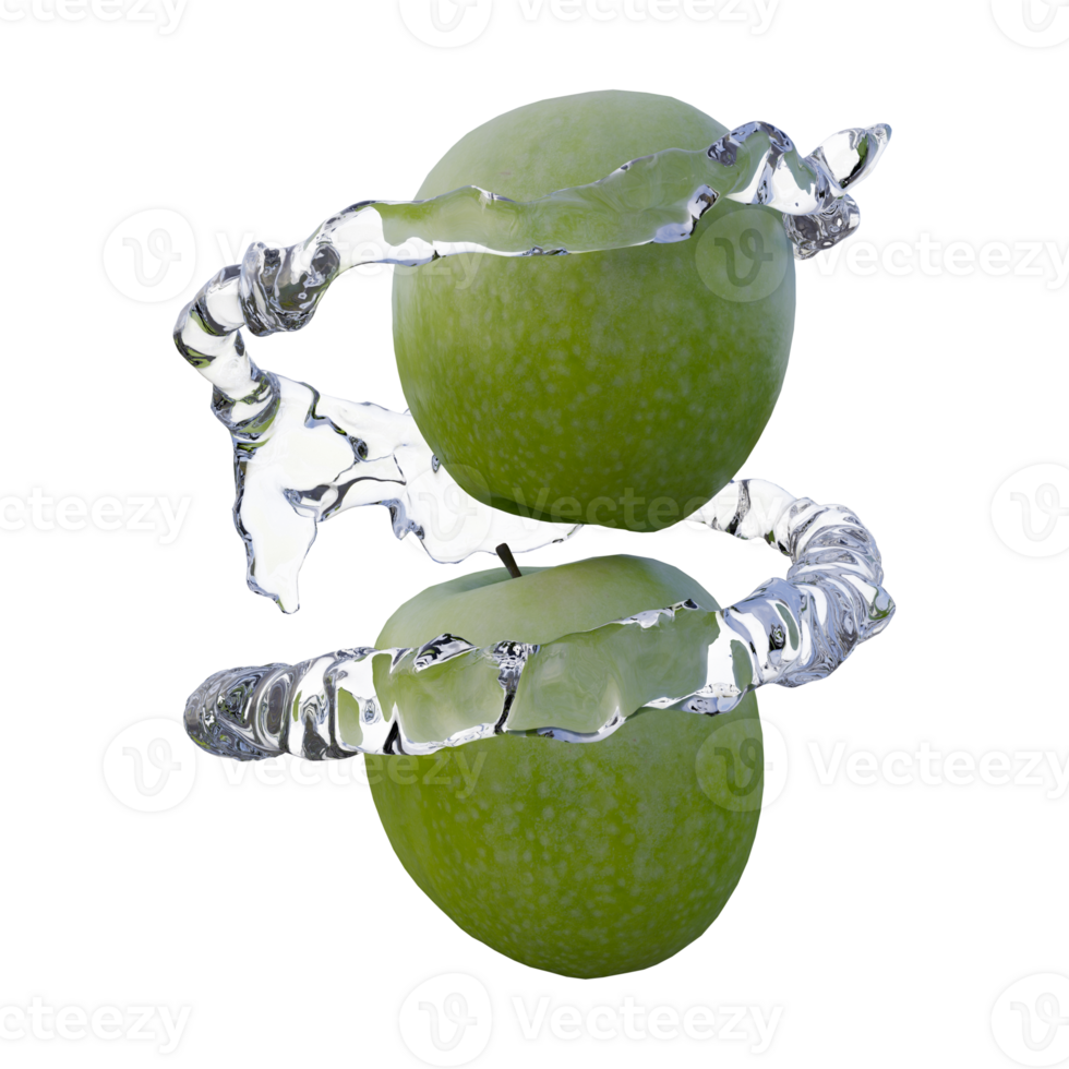 Realistic 3D render of Green Apple splash best for commercial and Design purpose png