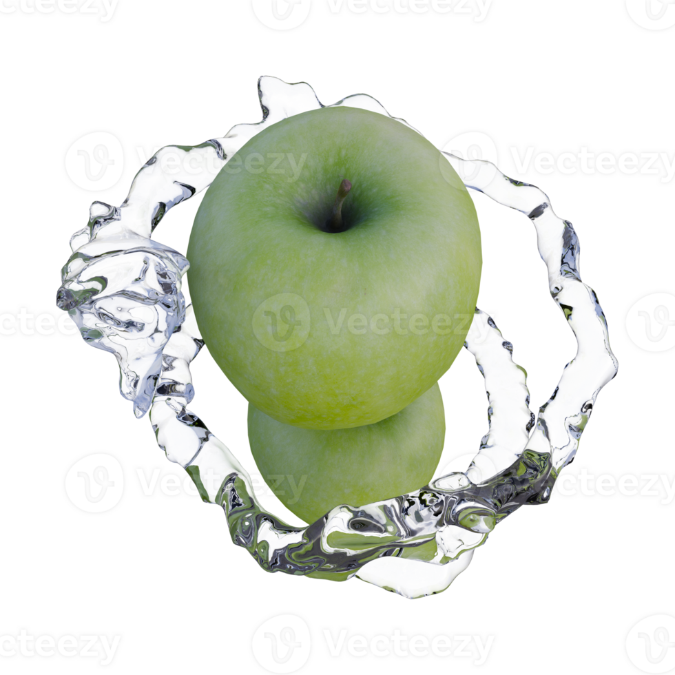 Realistic 3D render of Green Apple splash best for commercial and Design purpose png