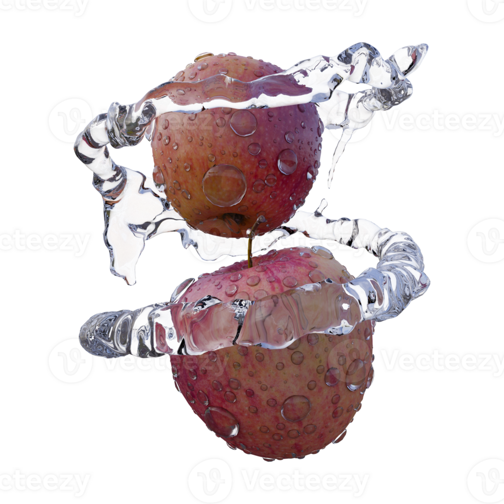 Realistic 3D render of Red Apple splash best for commercial and Design purpose png