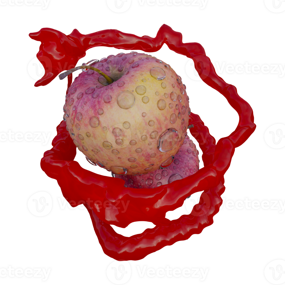 Realistic 3D render of Red Apple splash best for commercial and Design purpose png