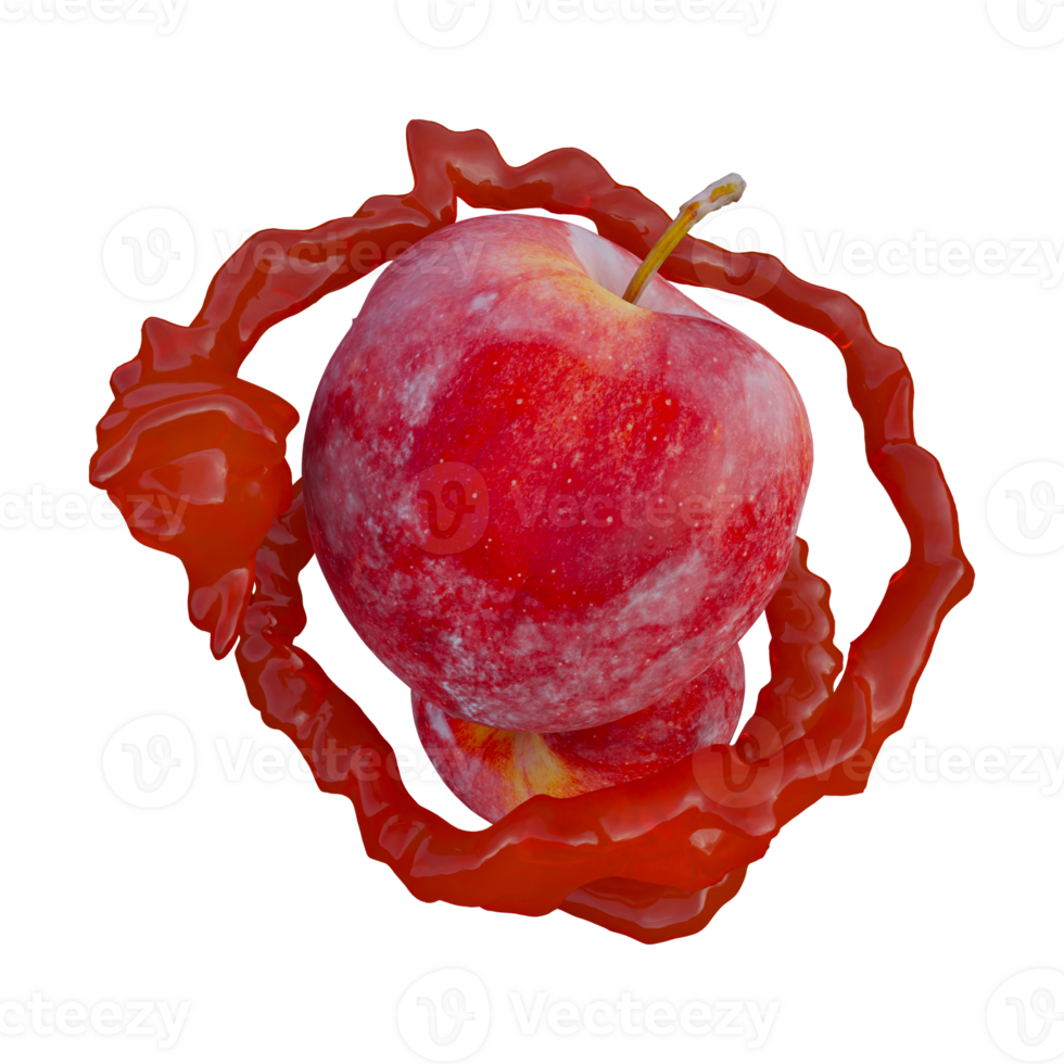 Realistic 3D render of Red Apple splash best for commercial and Design purpose png