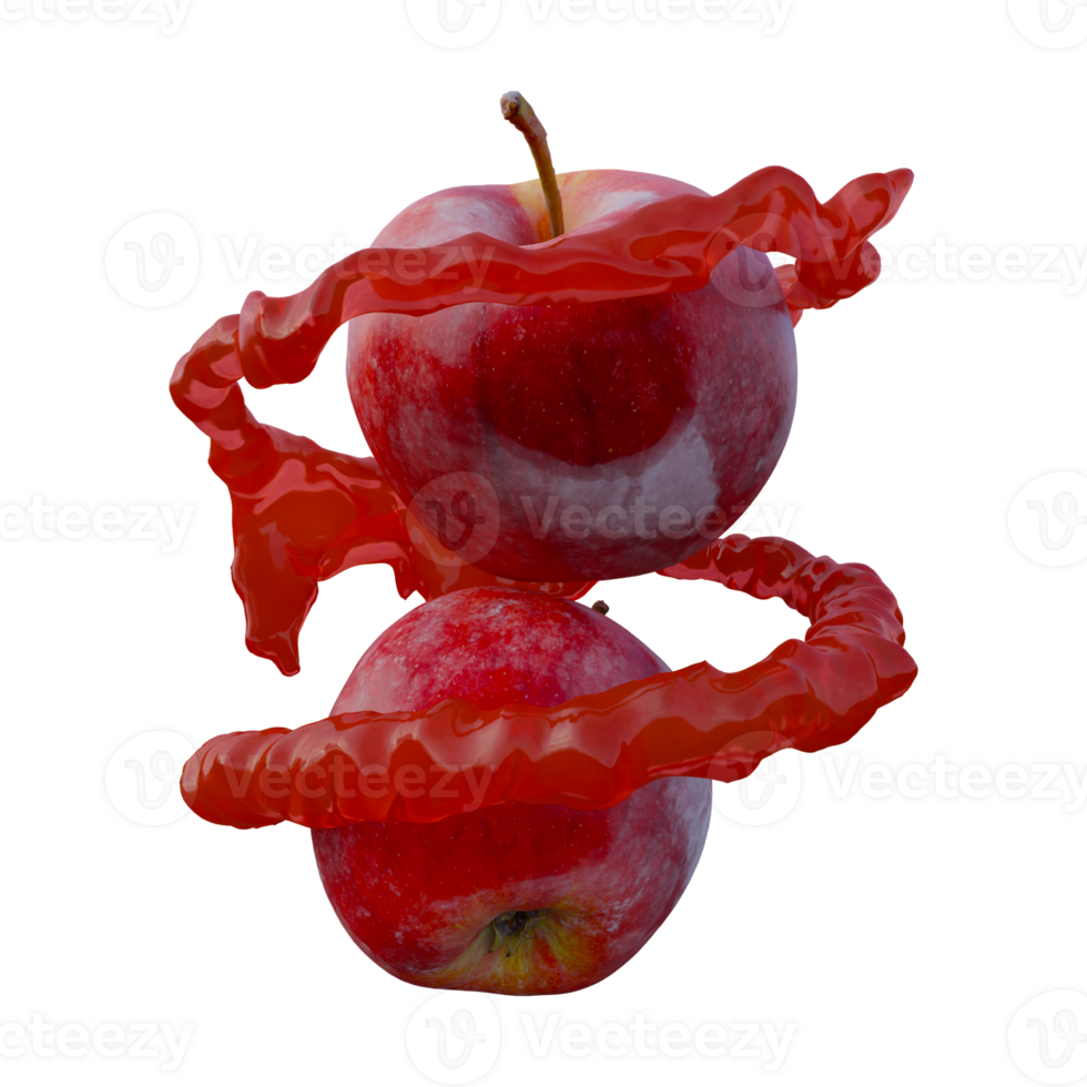 Realistic 3D render of Red Apple splash best for commercial and Design purpose png