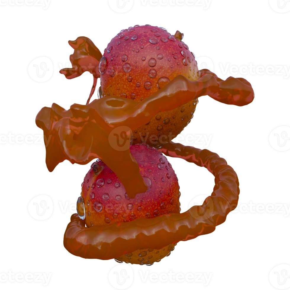 Realistic 3D render of Red mango splash best for commercial and Design